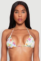 Womens Floral Tropical Print Swim Bikini Top, Multi