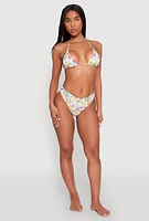 Womens Floral Tropical Print Swim Bikini Top, Multi