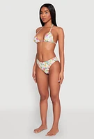 Womens Floral Tropical Print Swim Bikini Top, Multi