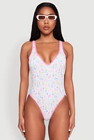 Womens Tropical Geometric Patterned One Piece Swimsuit, Multi,