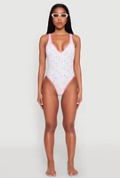 Womens Tropical Geometric Patterned One Piece Swimsuit, Multi, Size XL