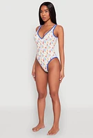 Womens Tropical Crab Papaya Print One Piece Swimsuit, Multi,