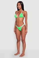 Womens Contrast Trim Swim Bikini Bottoms, Green, Size XL