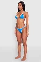 Womens Contrast Trim Bikini Bottom, Blue, Size L