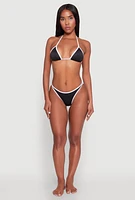 Womens Contrast Trim Detail Swim Bikini Bottoms, Black, Size M