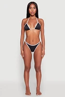 Womens Contrast Trim Detail Swim Bikini Bottoms, Black, Size M