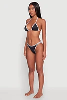 Womens Contrast Trim Detail Swim Bikini Bottoms, Black,