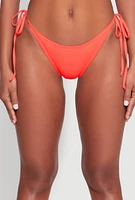 Womens Side Tie Detail Swim Bikini Bottoms, Orange, Size S
