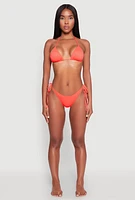 Womens Side Tie Detail Swim Bikini Bottoms, Orange, Size S