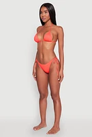 Womens Side Tie Detail Swim Bikini Bottoms, Orange,