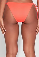 Womens Side Tie Detail Swim Bikini Bottoms, Orange, Size S