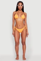 Womens Side Tie Swim Bikini Bottoms, Orange, Size L