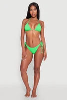 Womens Tie Side Swim Bikini Bottoms, Green, Size M