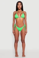 Womens Tie Side Swim Bikini Bottoms, Green, Size M