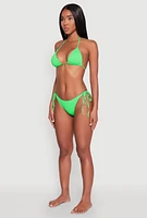 Womens Tie Side Swim Bikini Bottoms, Green, Size S