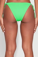 Womens Tie Side Swim Bikini Bottoms, Green, Size M