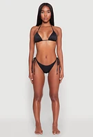 Womens Basic Side Tie Swim Bikini Bottoms, Black, Size XL