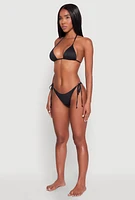 Womens Basic Side Tie Swim Bikini Bottoms, Black, Size XL