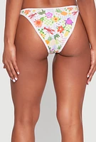 Womens Tropical Print Low Rise Bikini Bottoms, Multi, Size S