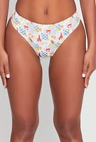 Womens Tropical Printed Pattern Bikini Bottom, Multi, Size S