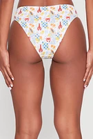 Womens Tropical Printed Pattern Bikini Bottom, Multi, Size L