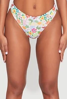Womens Tropical Print Hipster Bikini Bottoms, Multi, Size L