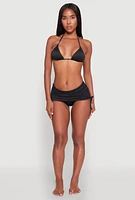 Womens Drawstring Ruched Swim Skirt, Black, Size M