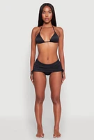 Womens Drawstring Ruched Swim Skirt, Black, Size M