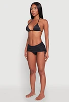 Womens Drawstring Ruched Swim Skirt, Black, Size M