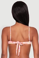 Womens Daisy Print Bandeau Bikini Top, Multi, Size S