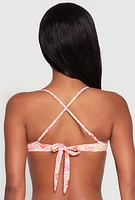Womens Daisy Print Bandeau Bikini Top, Multi, Size S