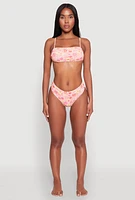 Womens Floral Print Hipster Swim Bikini Bottoms, Pink, Size L
