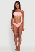 Womens Floral Print Hipster Swim Bikini Bottoms, Pink, Size L