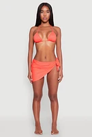Womens Lettuce Edge Side Tie Cover Up, Orange, Size M
