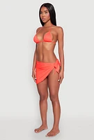 Womens Lettuce Edge Side Tie Cover Up, Orange, Size S