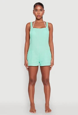 Womens Nicole Miller Gauze Knit Cover Up Romper, Green,