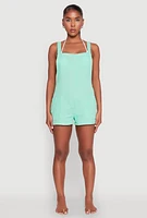 Womens Nicole Miller Gauze Knit Cover Up Romper, Green, Size M