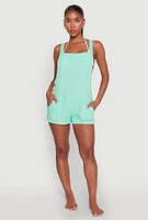 Womens Nicole Miller Gauze Knit Cover Up Romper, Green, Size M