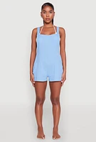 Womens Nicole Miller Gauze Knit Cover Up Romper, Blue,