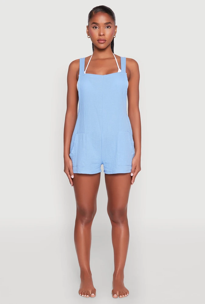 Womens Gauze Knit Cover Up Romper,