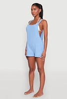 Womens Nicole Miller Gauze Knit Cover Up Romper, Blue,