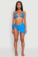 Womens Side Tie Sarong Cover Up, Blue, Size L