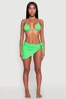 Womens Solid Side Tie Sarong Cover Up, Green, Size XL