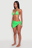 Womens Solid Side Tie Sarong Cover Up, Green, Size XL