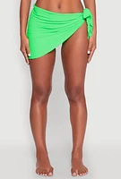Womens Solid Side Tie Sarong Cover Up, Green, Size XL