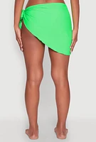 Womens Solid Side Tie Sarong Cover Up, Green, Size XL