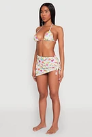 Womens Tropical Print Ruched Cover Up Skirt, Multi, Size M