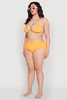 Womens Plus Size Drawstring Side Swim Skirt, Orange, Size 3X