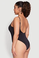 Womens Plus Size Bebe Rhinestone One Piece Swimsuit, Black, Size 3X