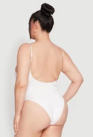 Womens Plus Bebe Rhinestone One Piece Swimsuit, 2X